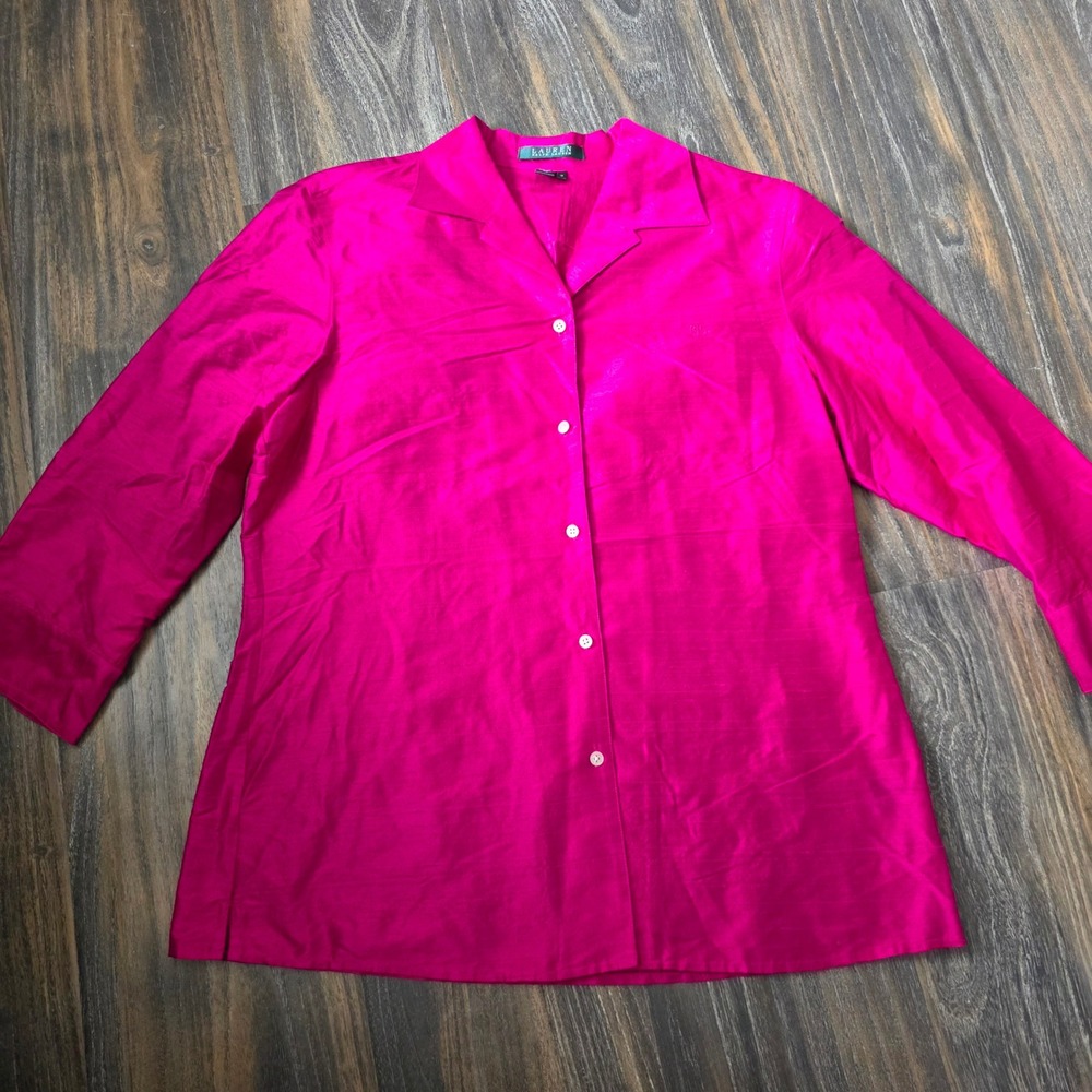 Lauren Ralph Lauren Hot Pink Button-Up Blouse